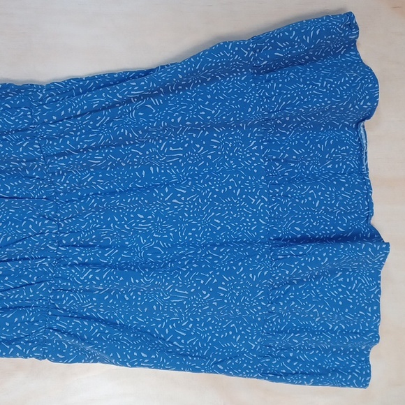 Banana Republic Blue Sleeveless Sun Dress, Ruffle Straps, Teired Skirt - Picture 7 of 13